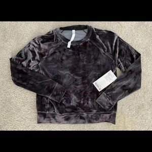 Women's Lululemon Dark Purple/multi-colored Velour Warm Down Crew- Size 12